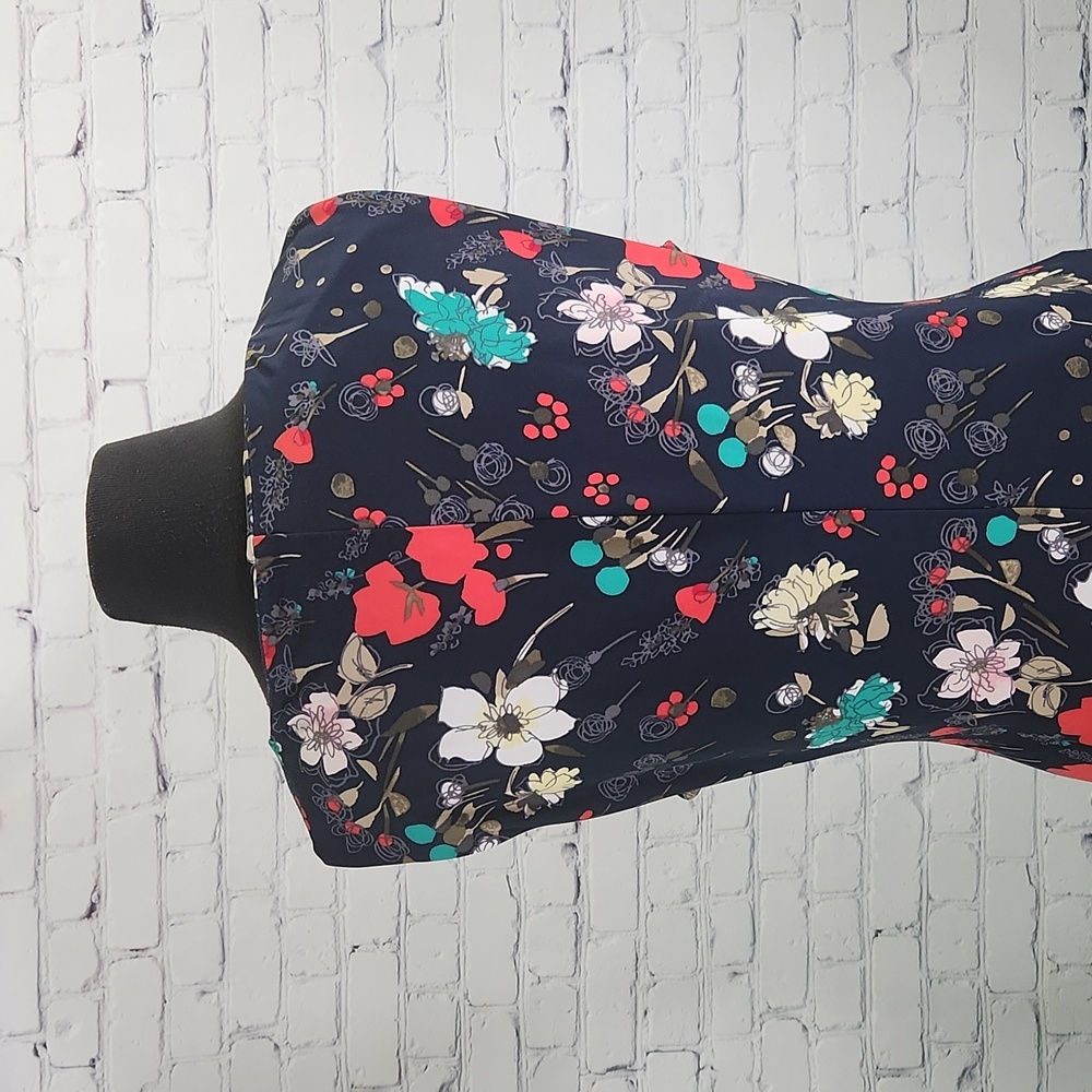 Tommy Hilfiger Navy Blue Floral Print Sheath Dress - Size 14 - Picture 7 of 10